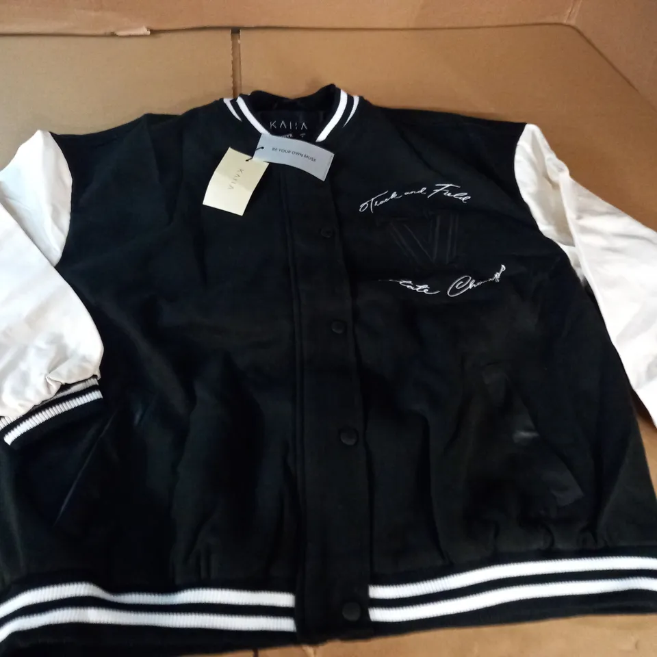 KAIIA OVERSIZED VARSITY JACKET IN BLACK - L
