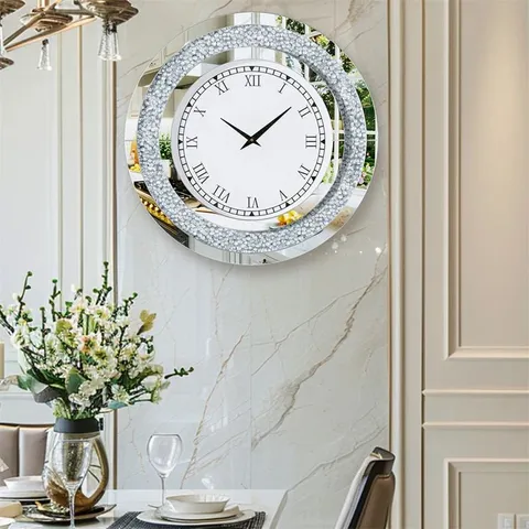 BOXED ANNWYN GLASS WALL CLOCK COLOUR:SILVER
