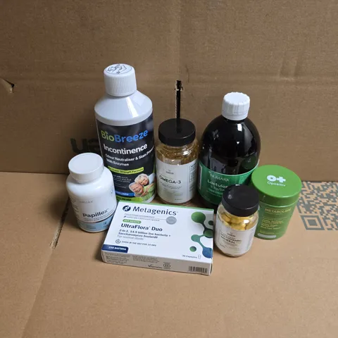 APPROXIMATELY 15 ASSORTED VITAMIN/HEALTH AID PRODUCTS TO INCLUDE NUMARK LACTULOSE, HIGH STRENGTH OMEGA-3, OPOSITIV METABOLISM, ETC - COLLECTION ONLY