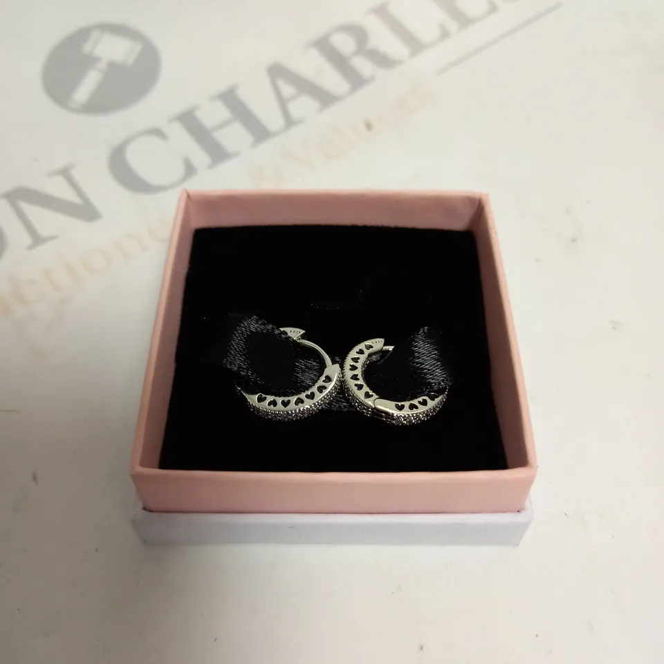 BOXED PANDORA HEART ENGRAVED HOOP EARRINGS 