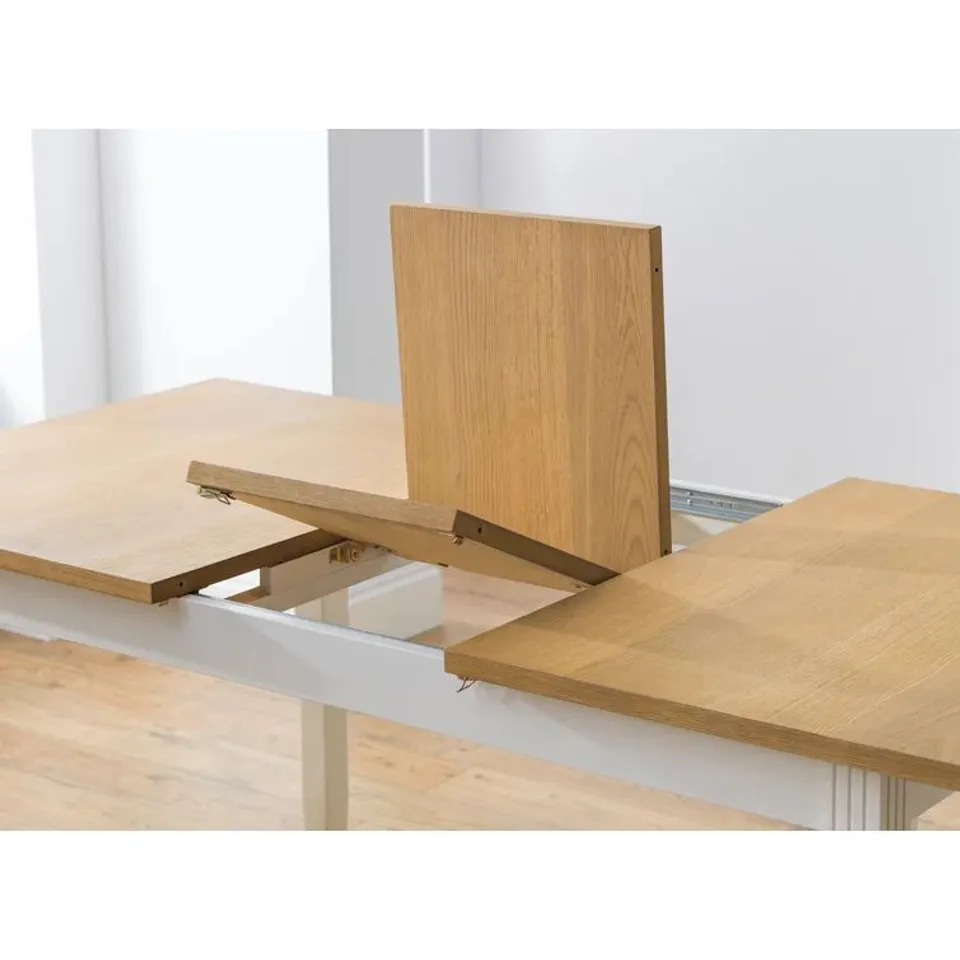BOXED CONCIL EXTENDABLE DINING TABLE IVORY/OAK