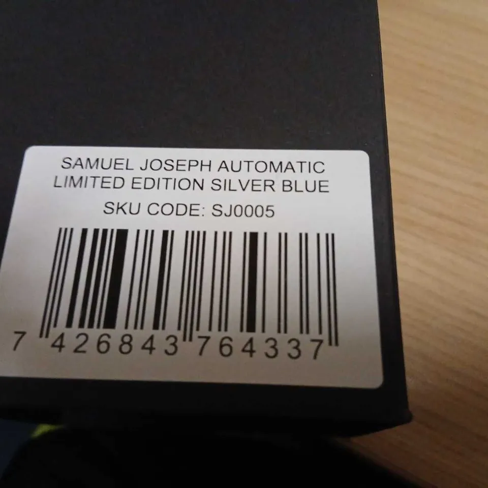 SAMUEL JOSEPH AUTOMATIC LIMITED EDITION SILVER BLUE WATCH – SKU SJ0005