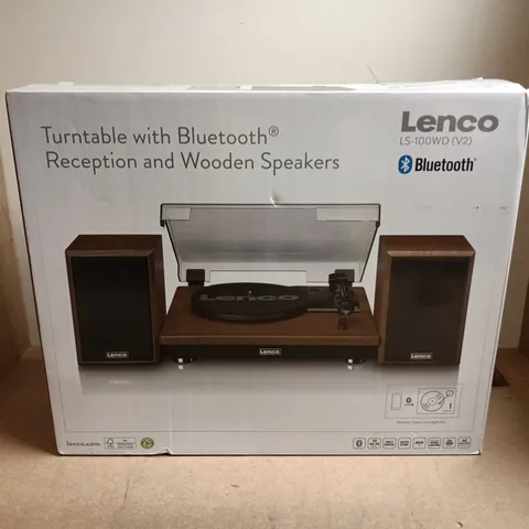 LENCO LS-1000WD (V2) TURNTABLE WITH BLUETOOTH – WOODEN SPEAKERS (BOXED)