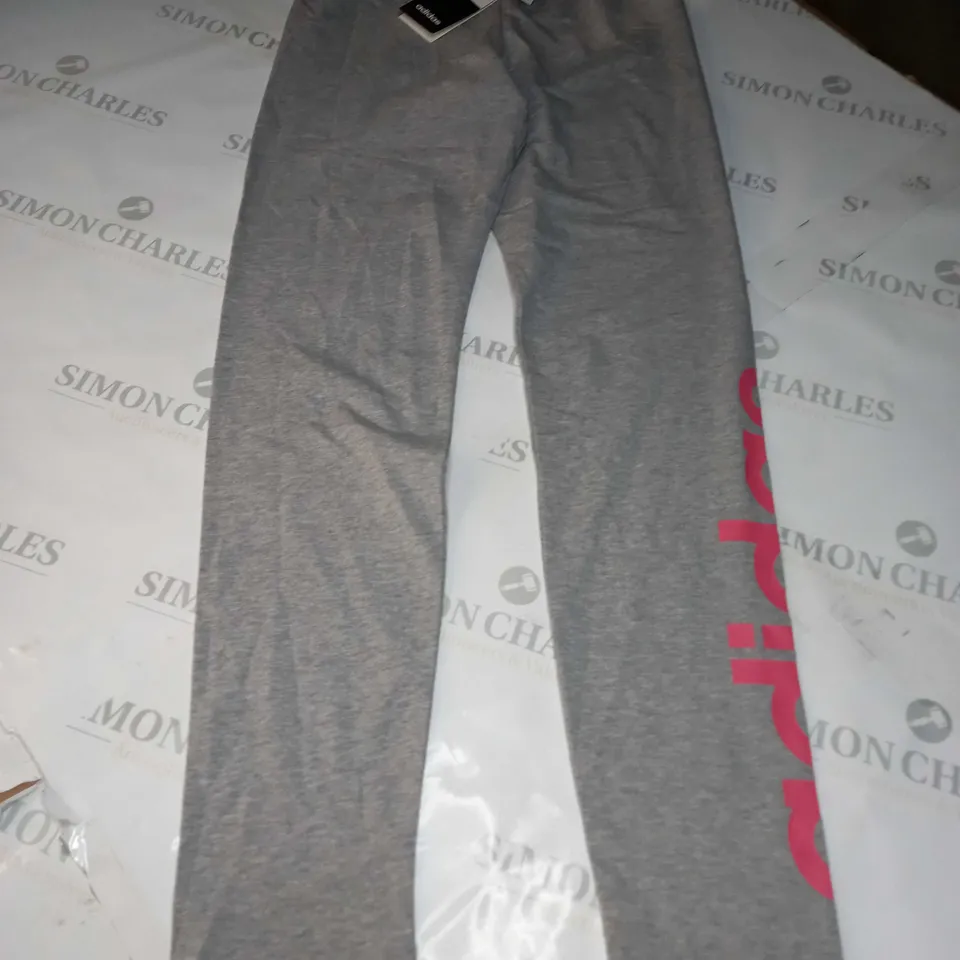 ADIDAS TIGHTS IN GREY WITH PINK TEXT - LARGE
