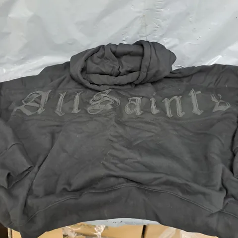 ALL SAINTS PATCH TALON BLACK HOODIE - LARGE OVERSIZED 