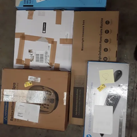 PALLET TO CONTAIN AN ASSORTMENT OF HOUSEHOLD ITEMS TO INCLUDE FOOT SPA, WALL CLOCKS, MONITORS AND HIGH DEFINITION HOME GAME MACHINE ECT
