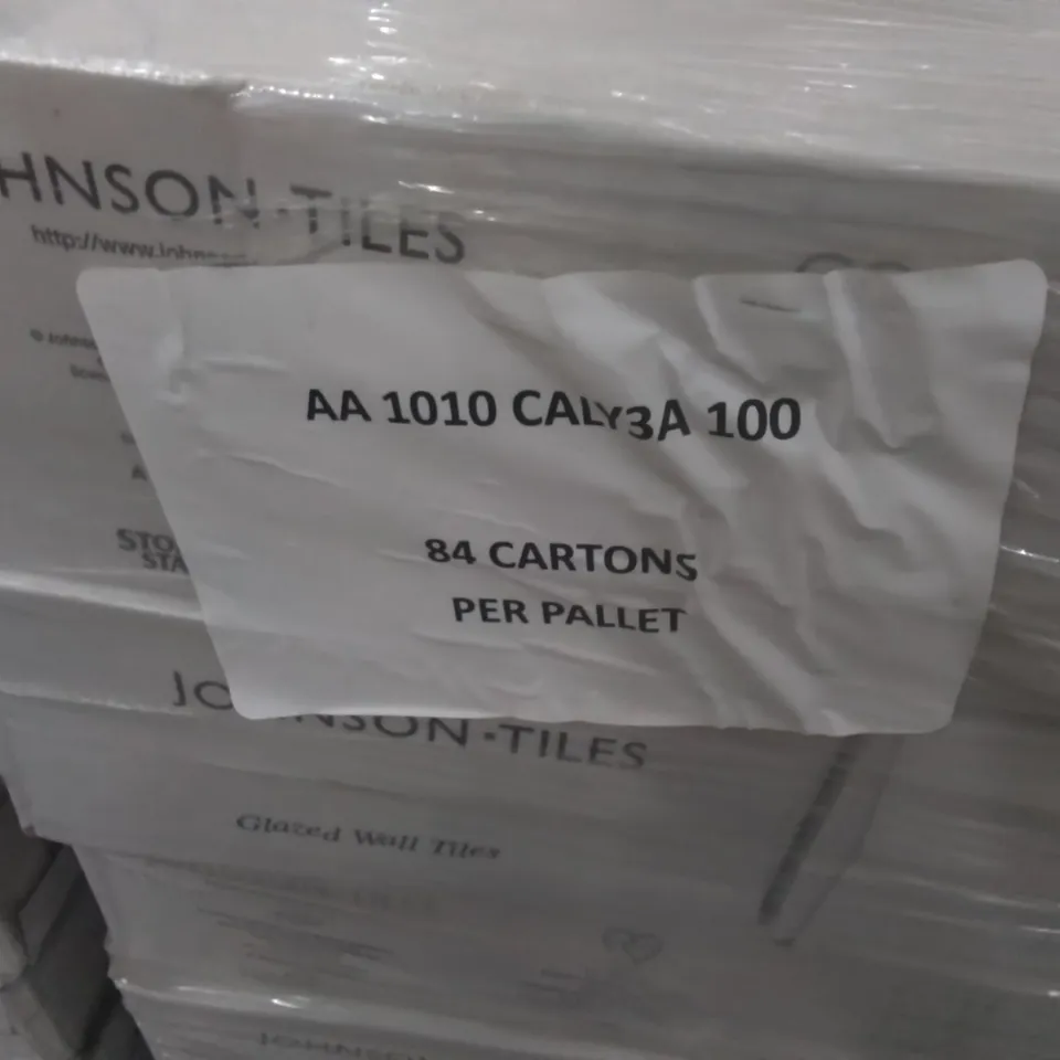 PALLET TO CONTAIN APPROX 84 X CARTONS OF JOHNSON CALYPSO COPPER MARBLE GLAZED WALL TILES - 100 TILES PER CARTON // TILE SIZE: 97 X 97 X 6.5mm