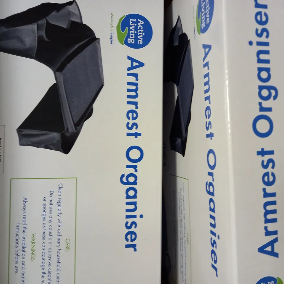 BOX TO CONTAIN APPROXIMATELY 10 ACTIVE LIVING ARMREST ORGANISERS