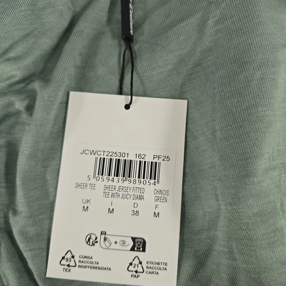 JUICY COUTURE SHEER JERSEY FITTED TEE – GREEN (UK M)