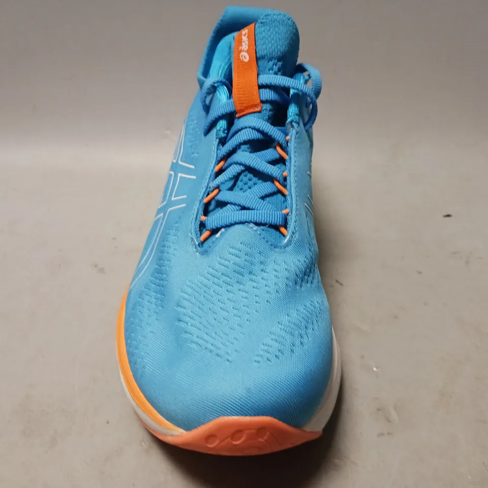 PAIR OF ASICS TRAINERS IN BLUE/ORANGE UK SIZE 8.5