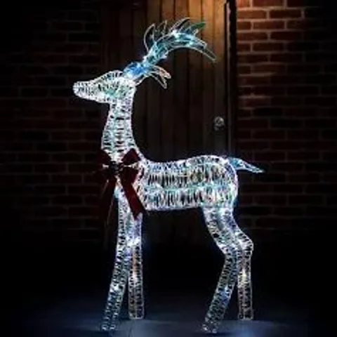 BOXED SILVER REINDEER WITH WHITE LED LIGHTS (1 BOX)