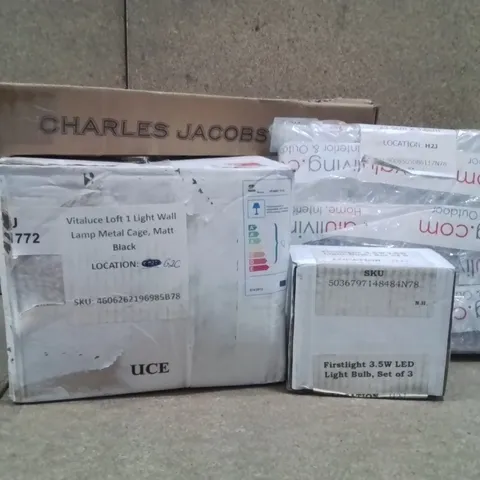 BOX TO CONTAIN AN ASSORTMENT OF LIGHTS OFFICE CHAIR LEGS SHELVES ECT 