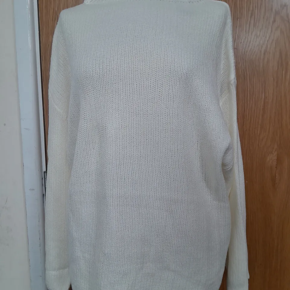 MISSPAP RECYCLED OVERSIZED TURTLE NECK JUMPER IN CREAM -S/M