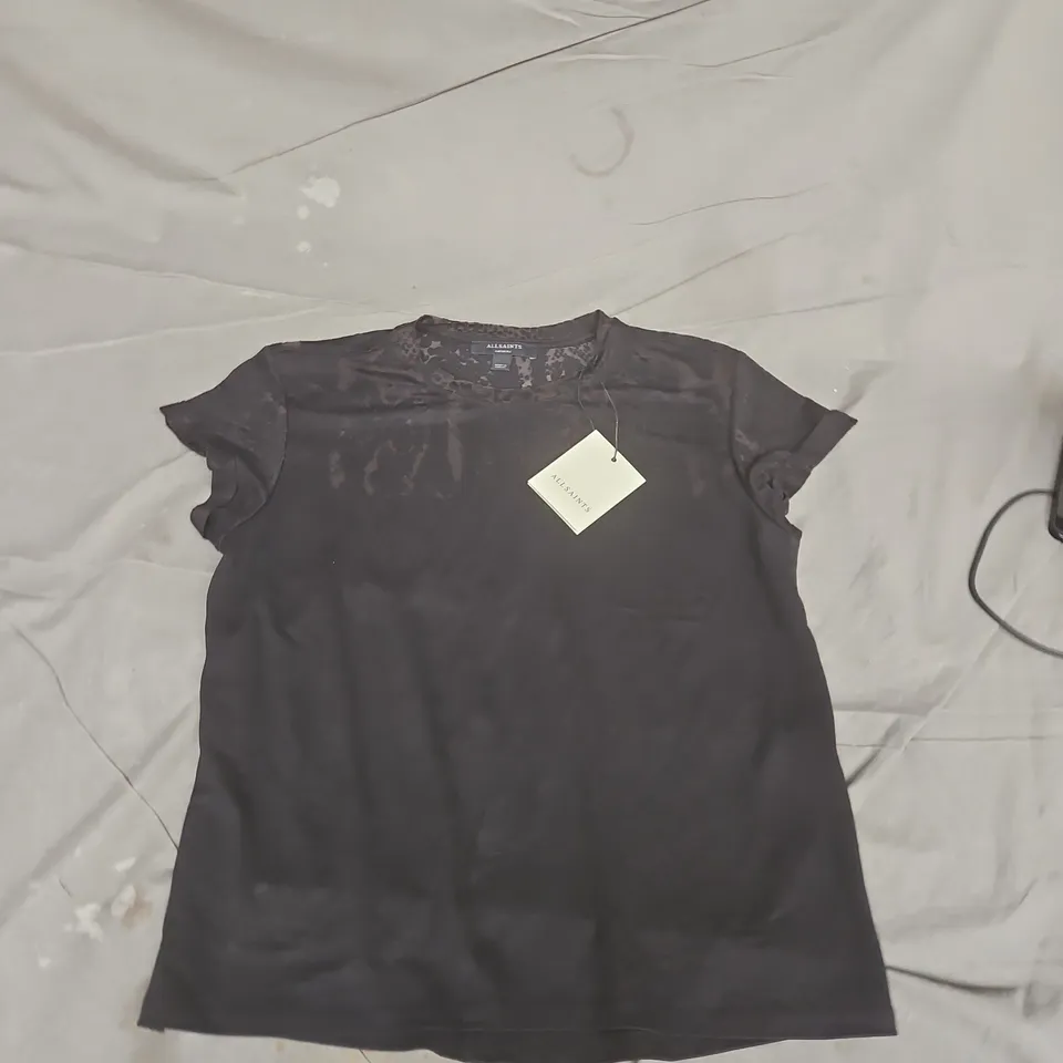 ALLSAINTS ANNA SNAKE TEE – BLACK, UK MEDIUM (M)