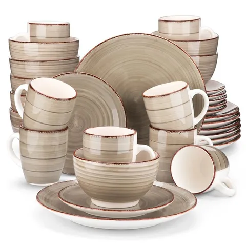 BOXED 32 PIECE DINNERWARE SET, SERVICE FOR 8 - LATTE