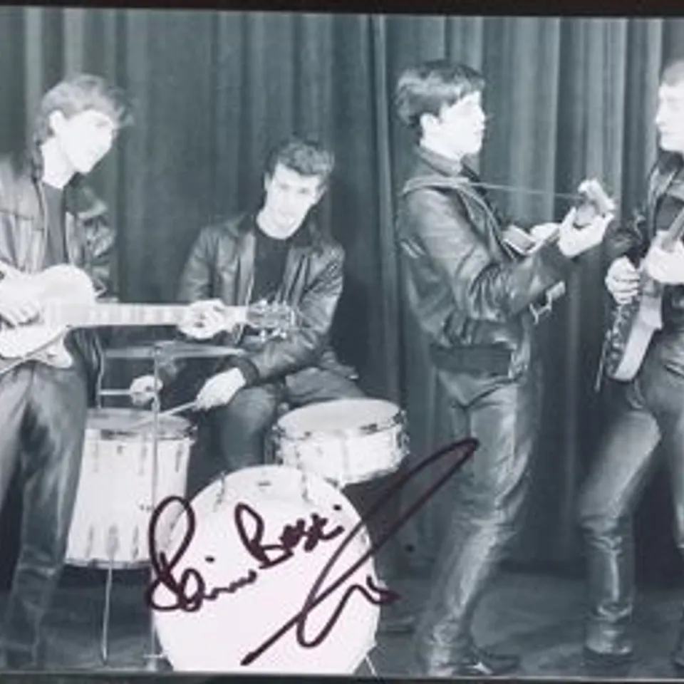 FOUR ASSORTED PRE RINGO STARR ERA 'THE BEATLES' PHOTOGRAPHS SIGNED BY PETE BEST