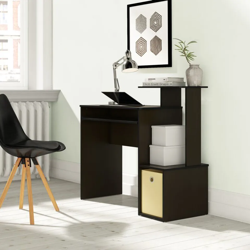 BOXED BETTYANN BLACK/BROWN COMPUTER DESK 