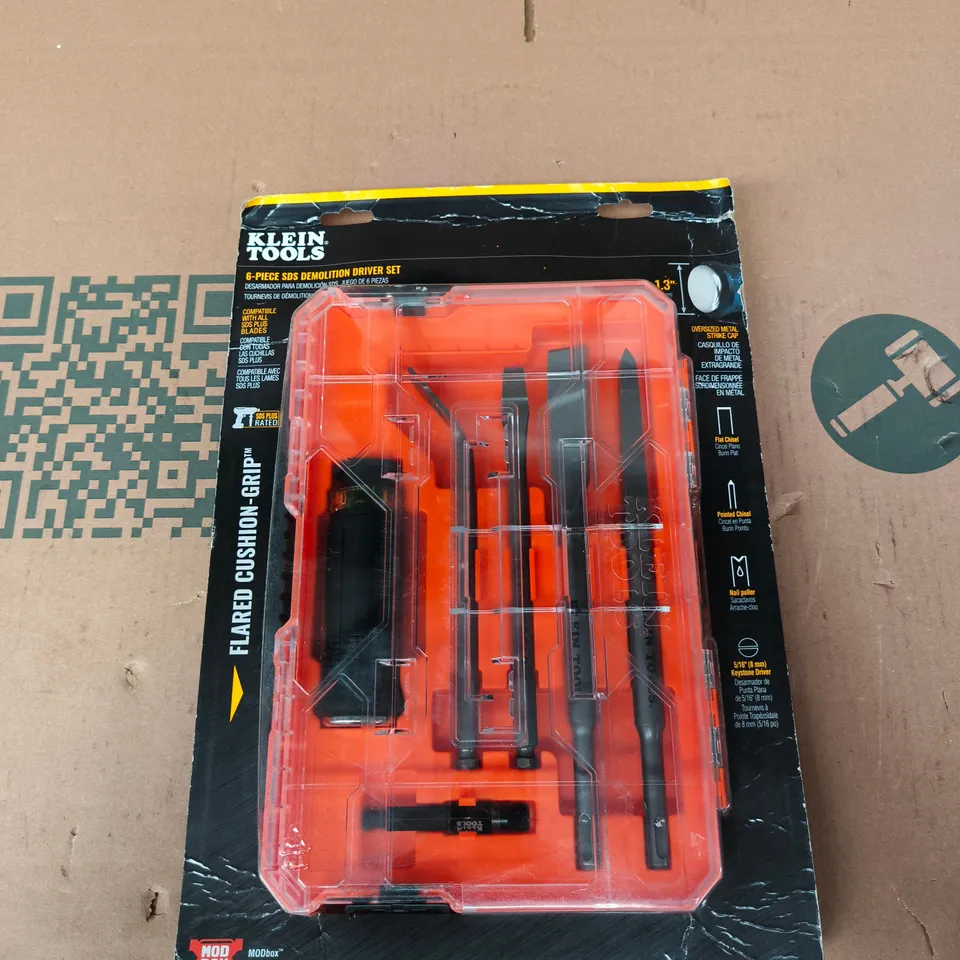 KLEIN TOOLS 6-PIECE SDS DEMOLITION DRIVER SET – ORANGE MOULDED CASE