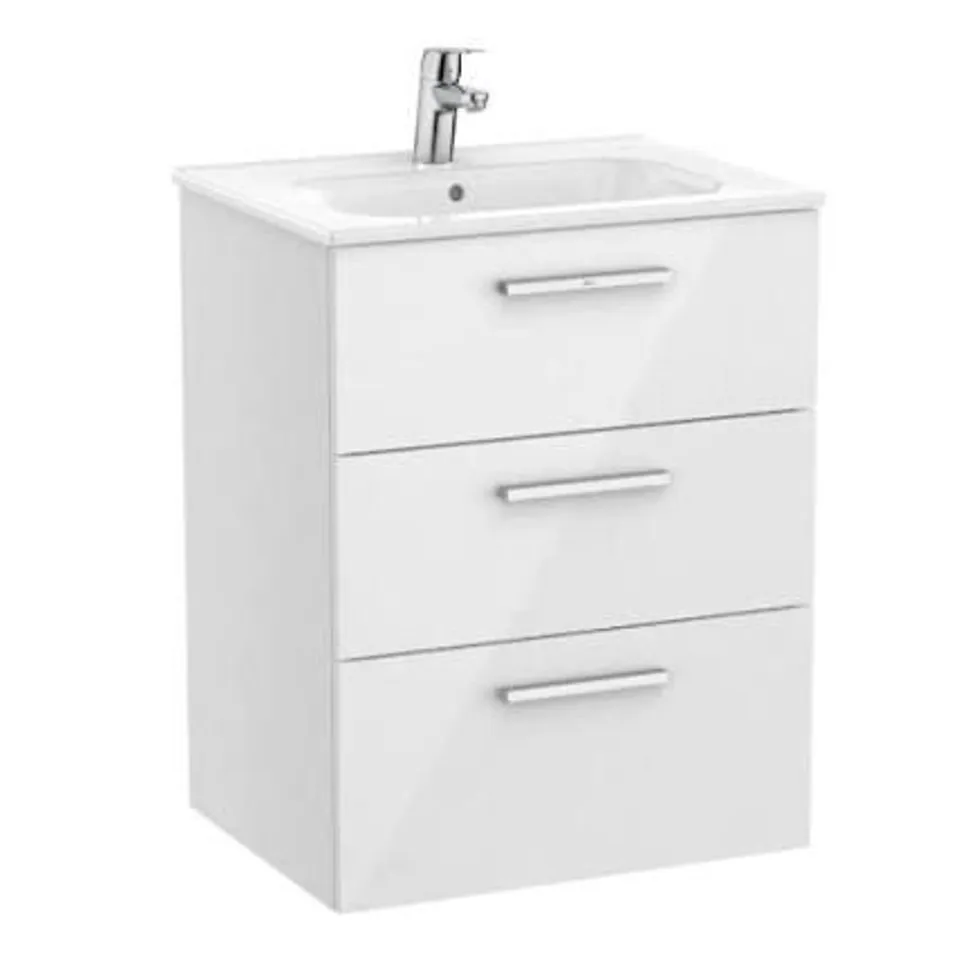 BOXED ROCA VICTORIA-N 600MM UNIT 3 DRAWERS - GLOSS WHITE