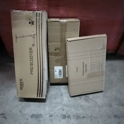 PALLET OF HOUSEHOLD ITEMS TO INCLUDE PRO SCOOTER, DIMMABLE CEILING LIGHT, KITCHEN DRAWER ORGANISER AND OTHER ASSORTED ITEMS..