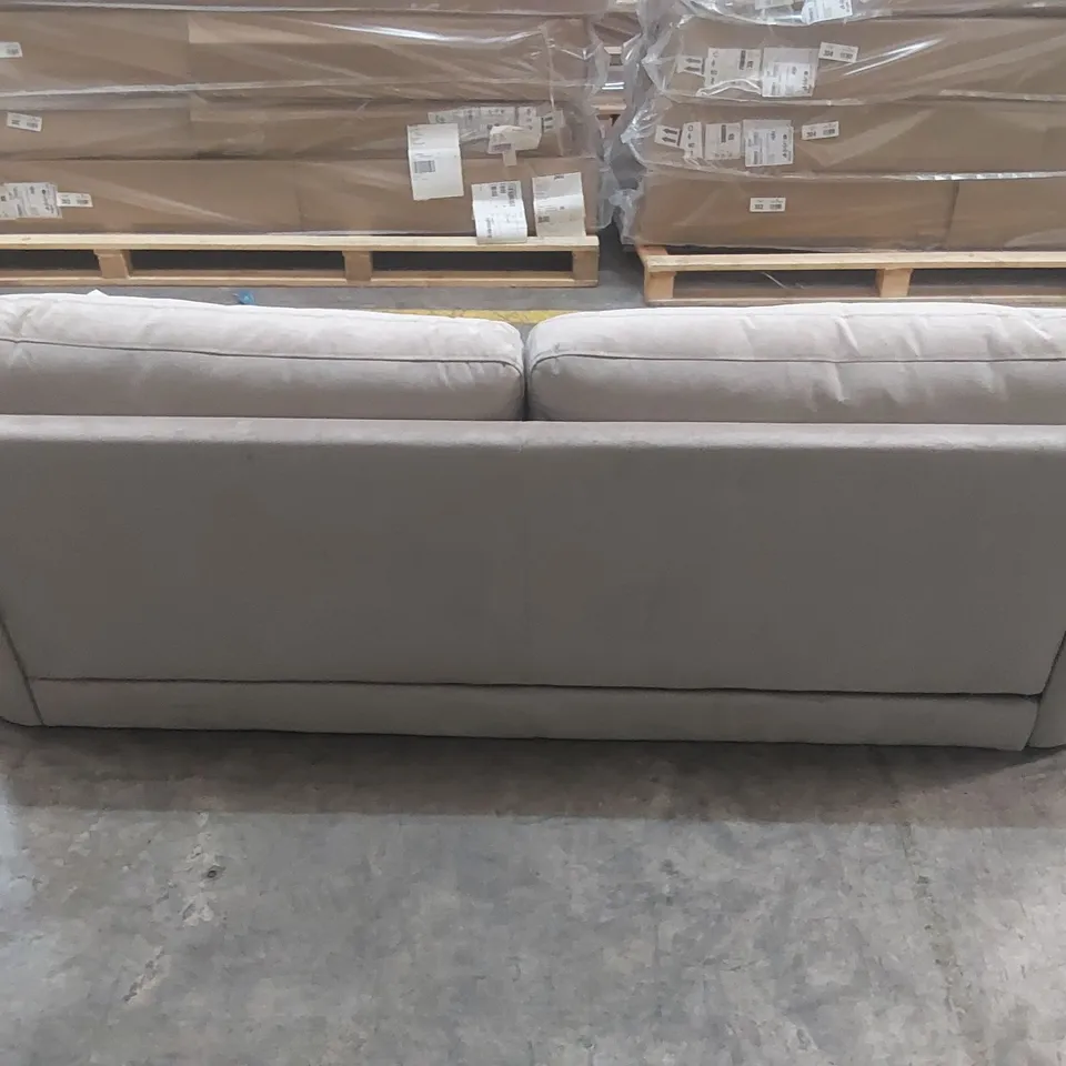QUALITY DESIGNER 3 SEATER VELVET UPHOLSTERED CREAM SOFA