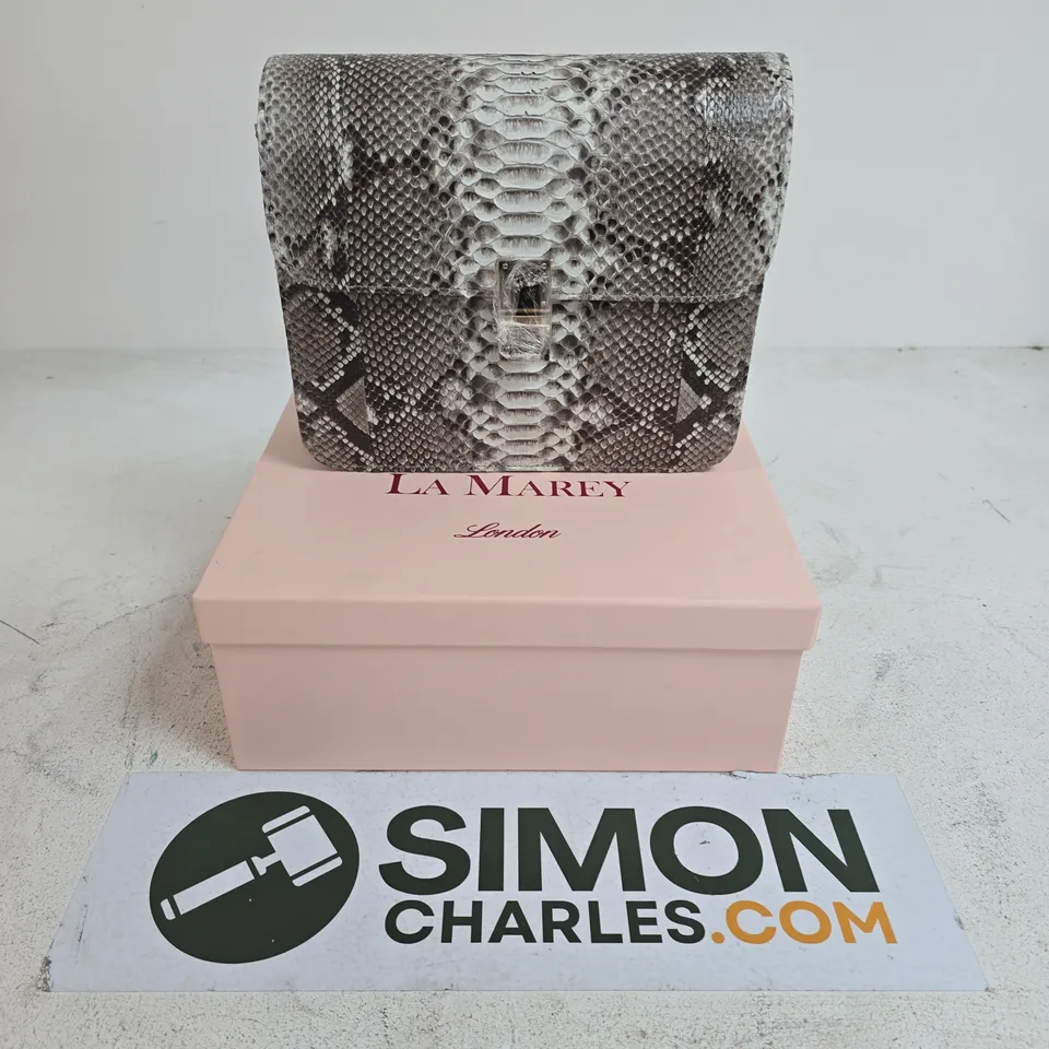 BOXED LA MAREY LONDON SNAKESKIN PRINT CLUTCH BAG