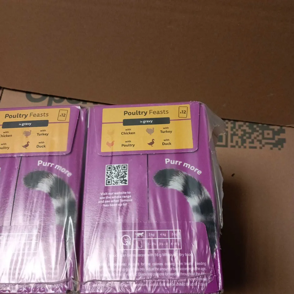 3 X WHISKAS POULTRY FEASTS 12 PACK IN GRAVY