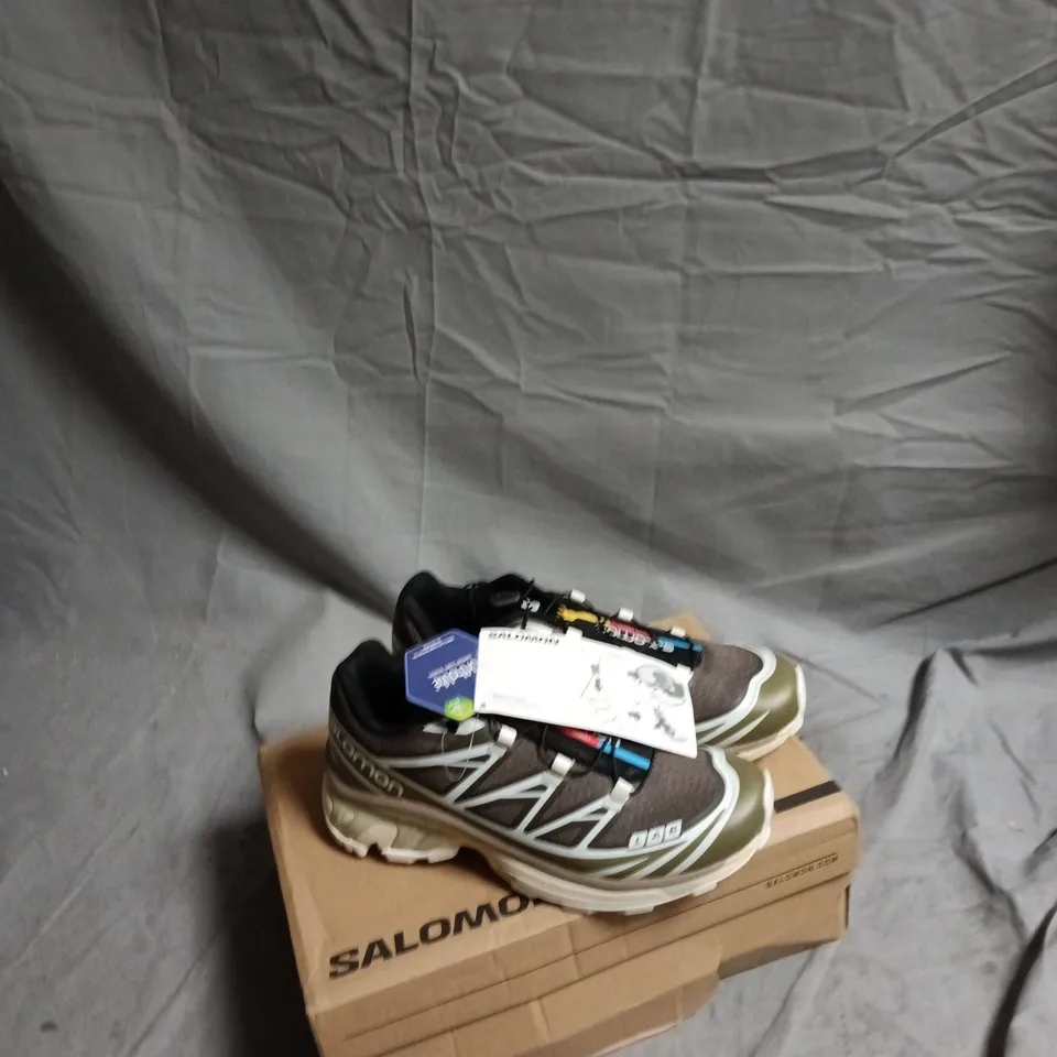 SALOMON XT-6 RECUT TRAIL RUNNING SHOES – WREN/KANGAROO/VANILLA ICE – UK 5 (EU 38)