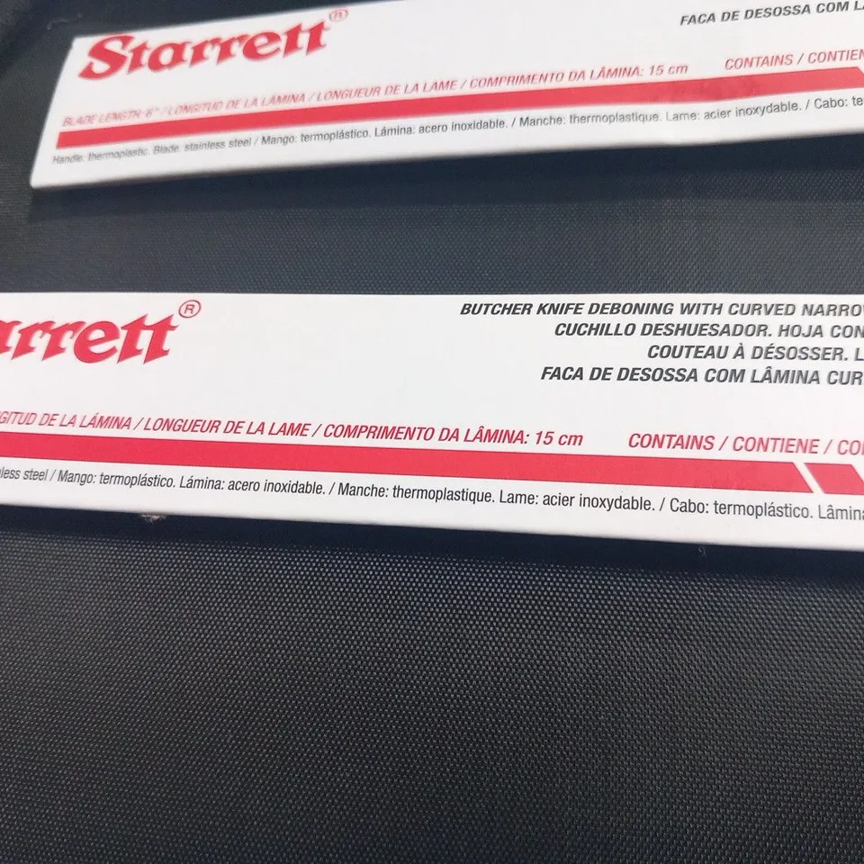 STARRETT PROFESSIONAL BUTCHERS KNIFE SET - 11 PIECES STAINLESS STEEL WHITE ERGONOMIC HANDLES KITCHEN CHEF KNIFE - INCLUDES BONING SKINNING STEAK KNIVES PROTECTOR STONE