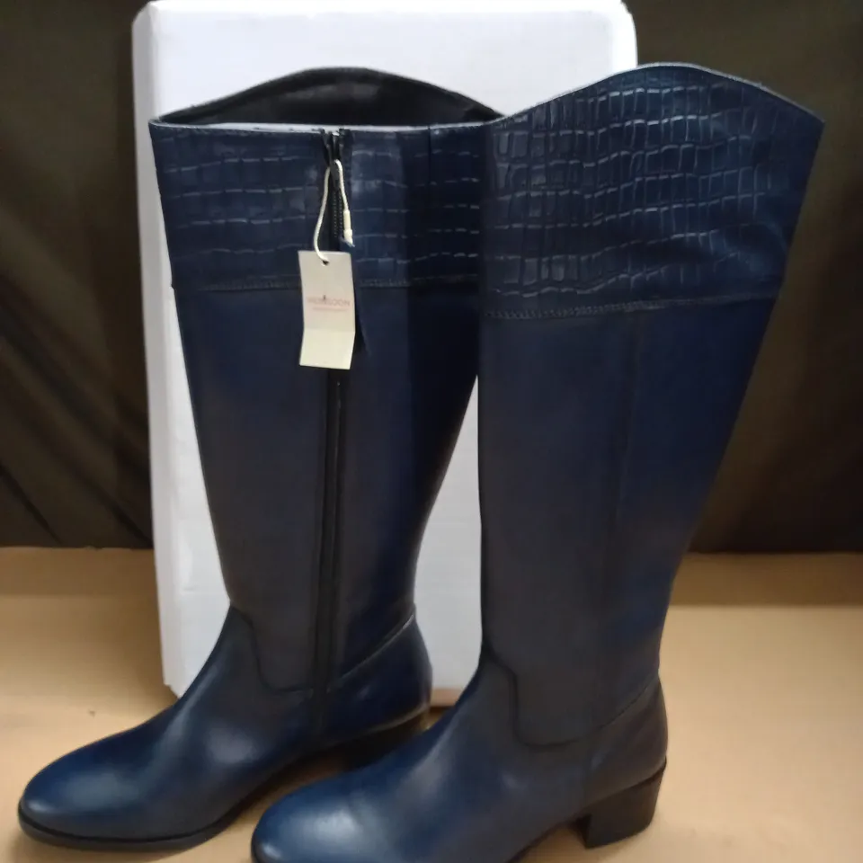 MONSOON CROC DETAIL LEATHER RIDING BOOTS - UK 9