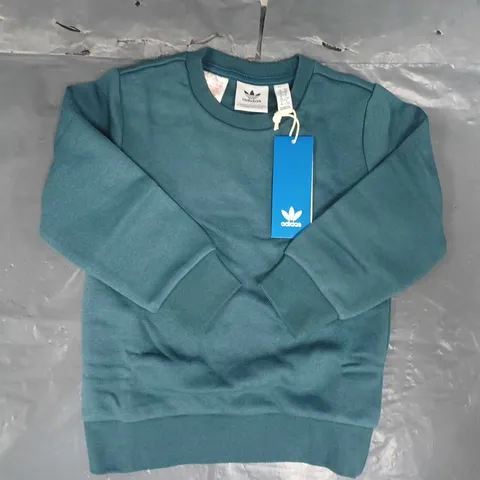 ADIDAS KID'S LONG SLEEVE CREW-NECK TOP IN DARK TEAL SIZE 2-3Y