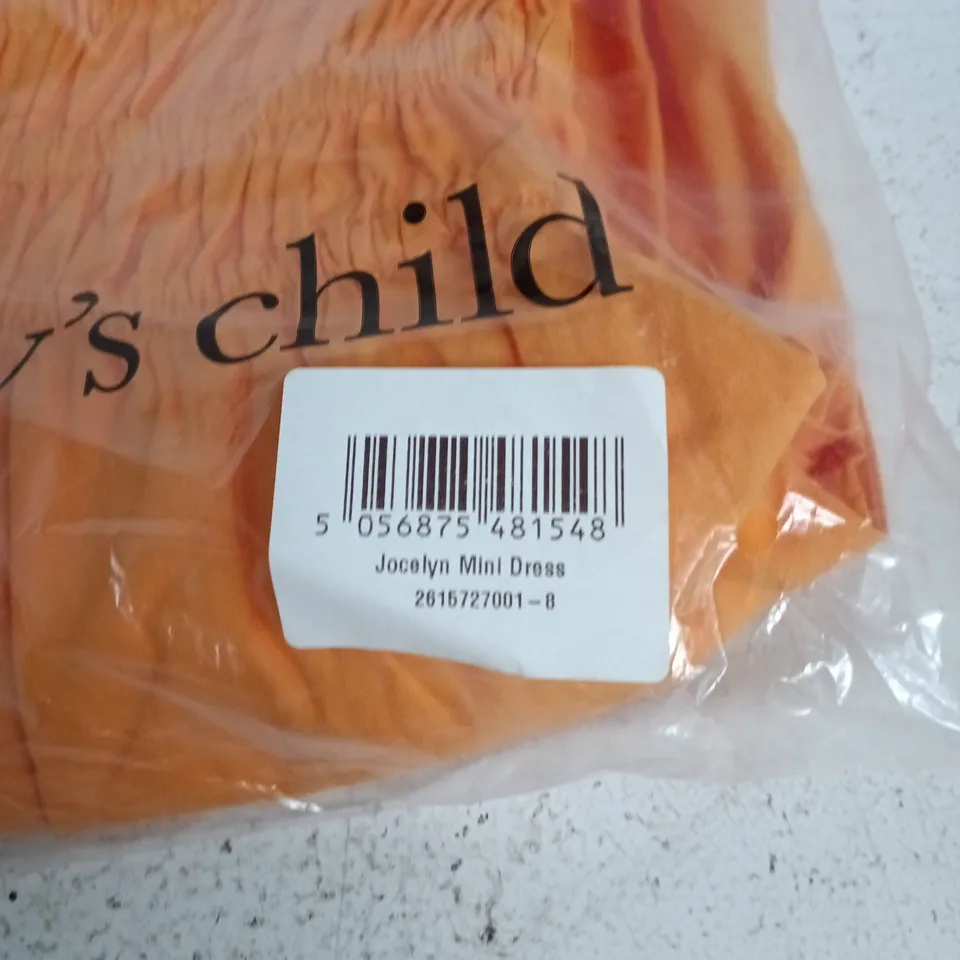 NOBODY'S CHILD JOCELYN MINI DRESS – ORANGE, UK 8 (EU 36, US 4) – NEW WITH TAG