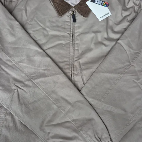 PULL & BEAR COLLAR JACKET IN TAN SIZE LARGE