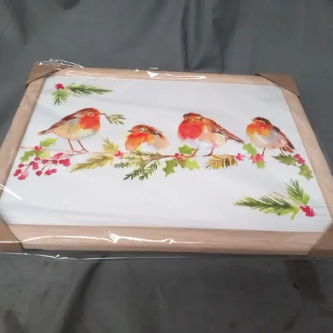 SIX CUSHIONED DINNER TRAYS