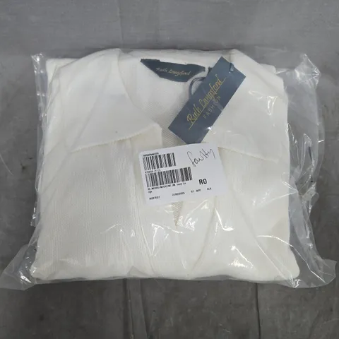 BAGGED RUTH LANGSFORD COTTON RICH COLLARED JUMPER IN IVORY SIZE LARGE