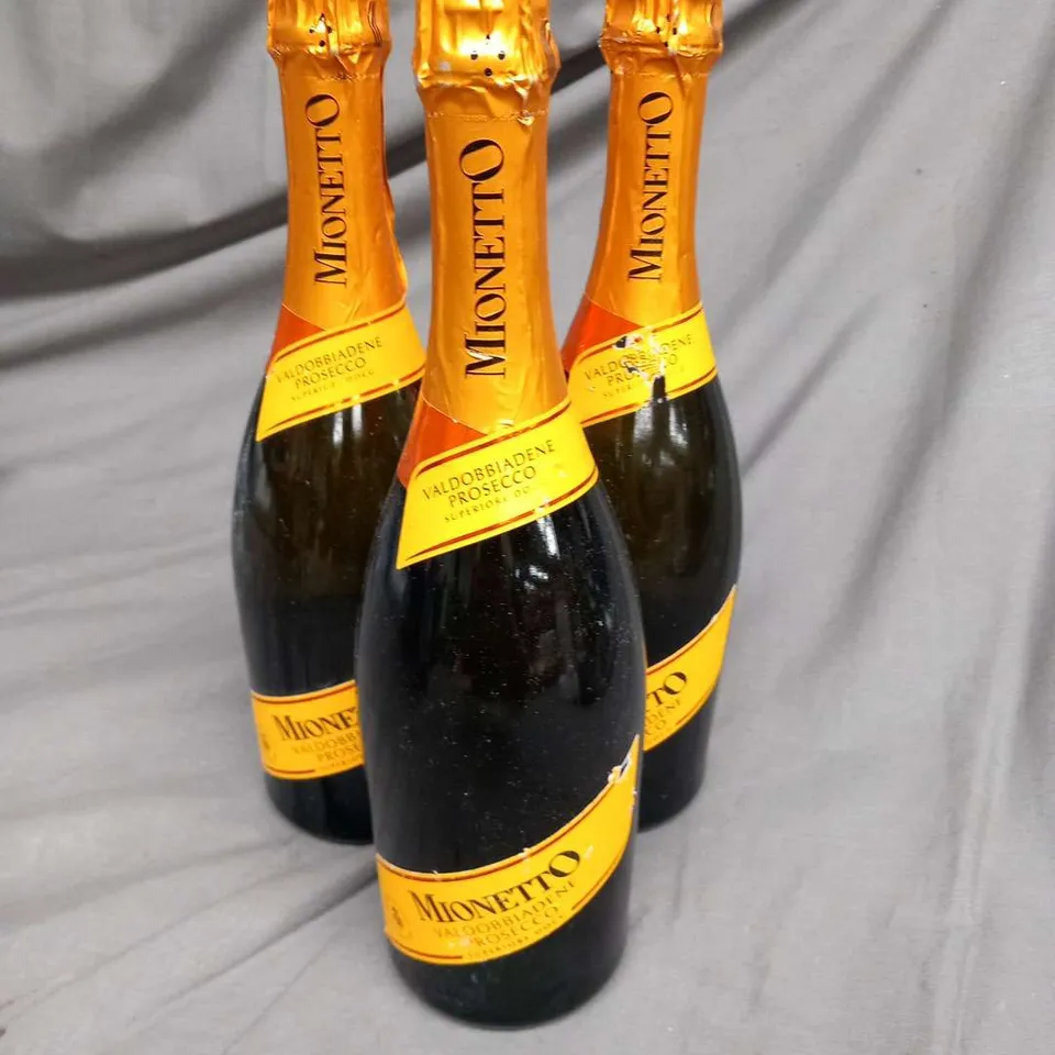 SIX BOTTLES OF MIONETTO VALDOBBIADENE PROSECCO 750ML 11%