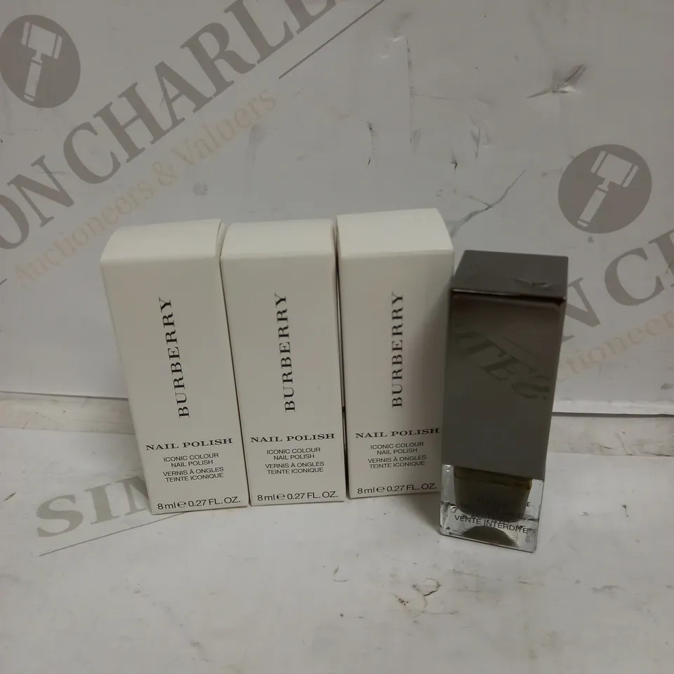LOT OF 3 X 8ML BURBERRY ICONIC COLOUR NAIL POLISH - NO. 200 STEEL GREY 