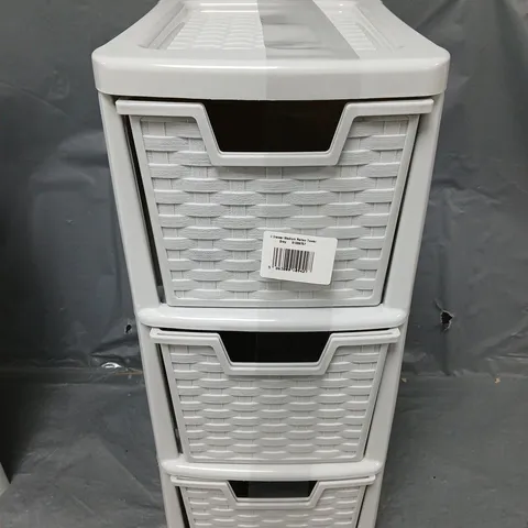 3 DRAWER MEDIUM RATTAN TOWER IN GREY