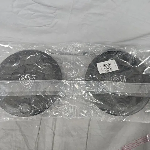 Pair of black car wheel center caps with logo 