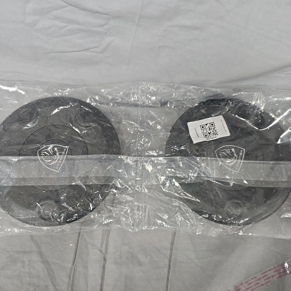 Pair of black car wheel center caps with logo 