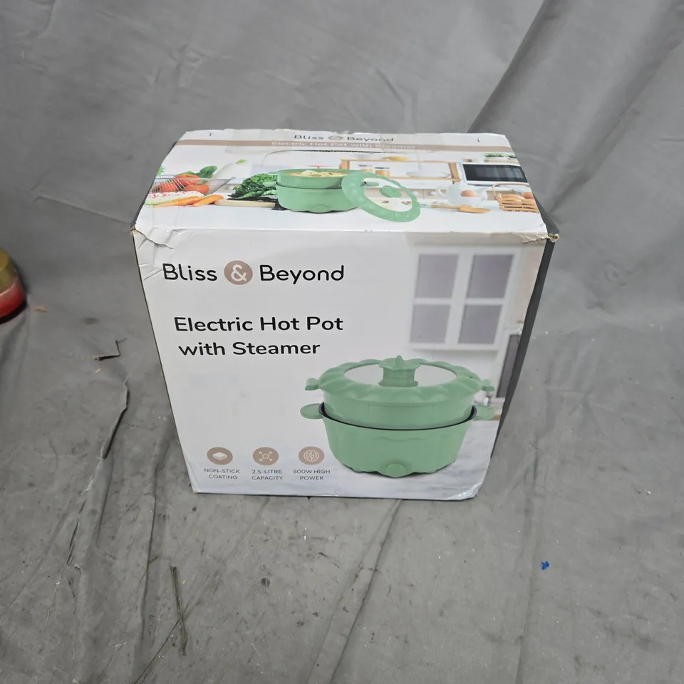 BLISS & BEYOND ELECTRIC HOT POT WITH STEAMER - BOXED 