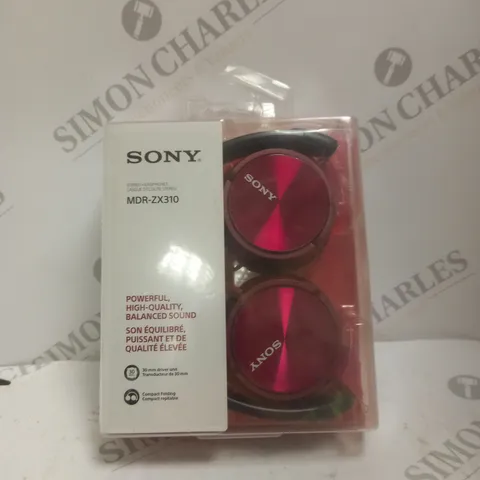 BOXED SONY MDR-ZX310 STEREO OVER-EAR HEADPHONES IN RED