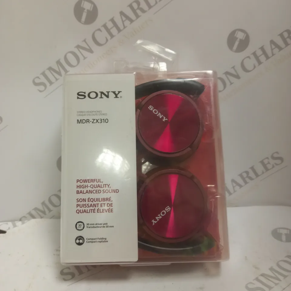 BOXED SONY MDR-ZX310 STEREO OVER-EAR HEADPHONES IN RED