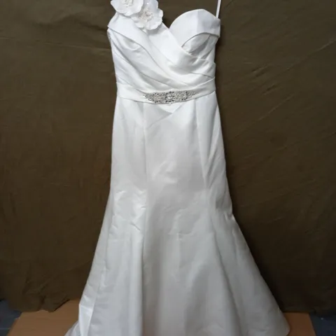 JASMINE ONE SHOULDER EMBELLISHED WEDDING DRESS - UK 14