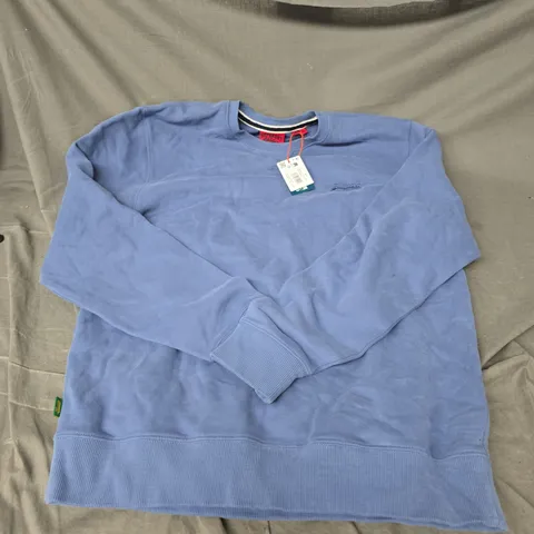 SUPERDRY ATHLETICS ESSENTIAL LOGO CREW SWEATSHIRT IN MOONLIGHT BLUE SIZE XL