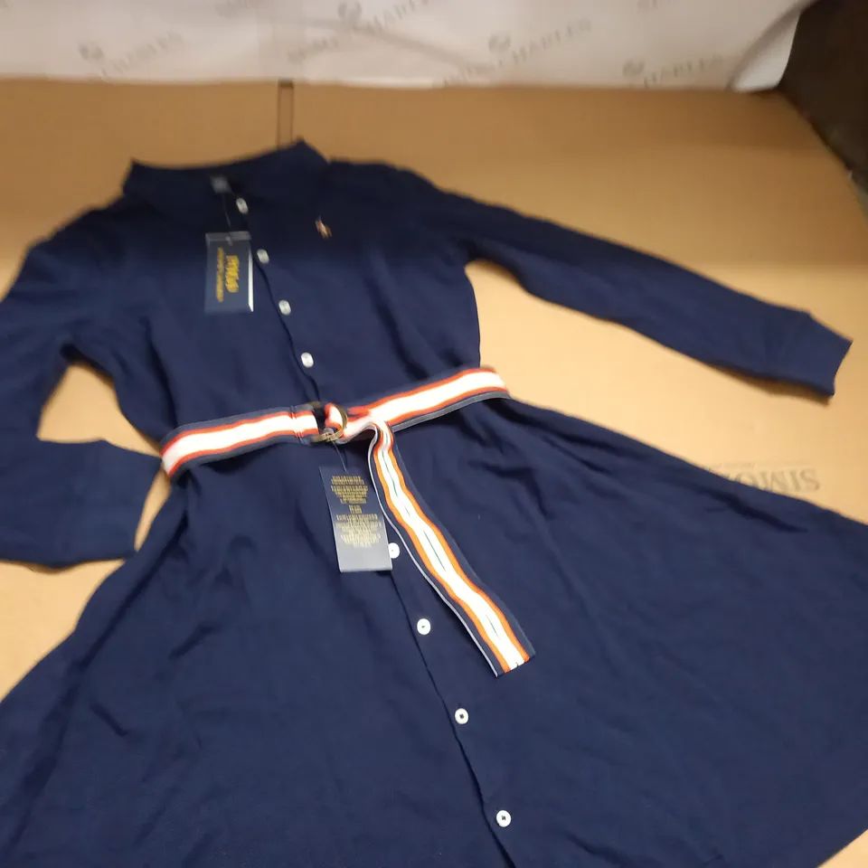 POLO RALPH LAUREN BELTED NAVY DRESS - XL/TG