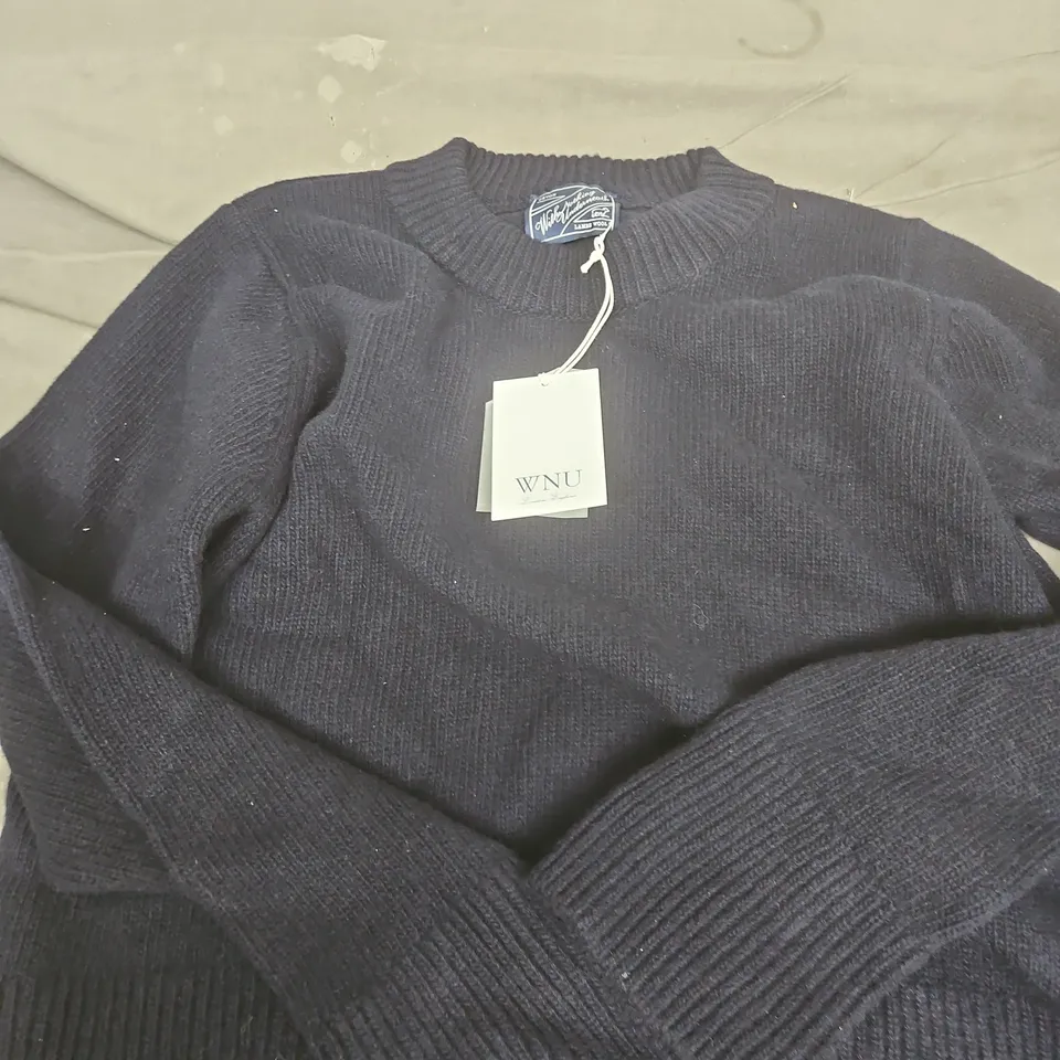 WNU DEVON JUMPER – WOOL, NAVY BLUE, UK SIZE S – MEN’S KNITWEAR