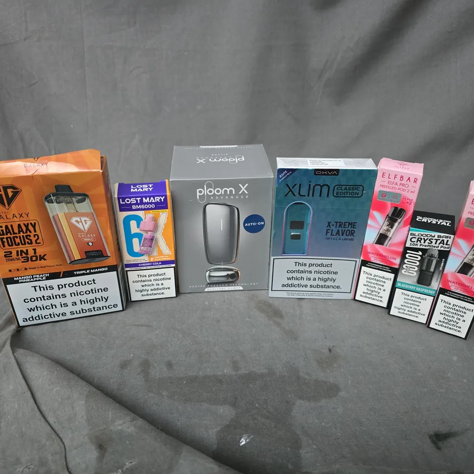 APPROXIMATELY 20 ASSORTED E-CIGARETTE PRODUCTS TO INCLUDE BRANDS SUCH AS ELFBAR, LOST MARY, GALAXY, ETC - COLLECTION ONLY