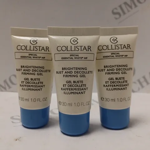BOX OF APPROX 70 X 30ML COLLISTAR BRIGHTENING BUST AND DECOLLETE FIRMING GEL 