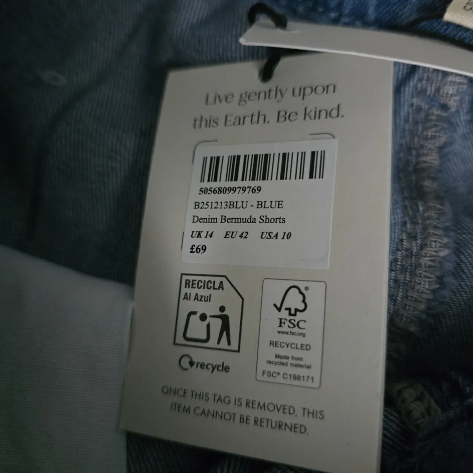 NOBODY'S CHILD DENIM BERMUDA SHORTS – BLUE – UK 14 (EU 42, USA 10)